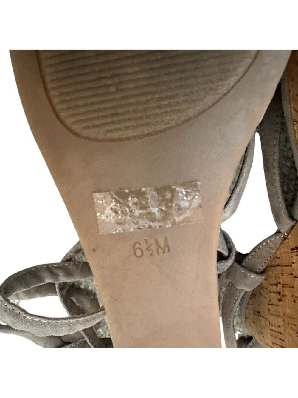 GUESS Treacy Gray Lace-Up Faux Suede Wedge Sandals Women’s Size 6.5 –4 Inch Heel - Picture 7 of 7
